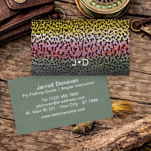 Carte De Visite Instructrice de pêche à la mouche de truite arc-en