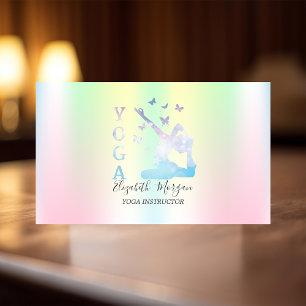Carte De Visite Instructrice de yoga aux femmes iridescentes holog