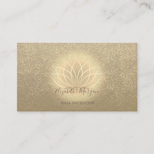 Carte De Visite Instructrice de yoga avec confettis dorés en forme (Devant)