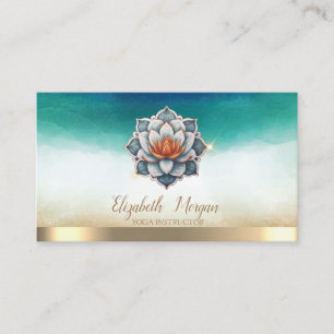 Carte De Visite Instructrice de yoga élégante Blue Lotus Aquarelle