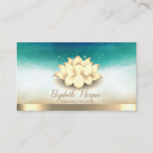 Carte De Visite Instructrice de yoga élégante Gold Lotus Aquarelle