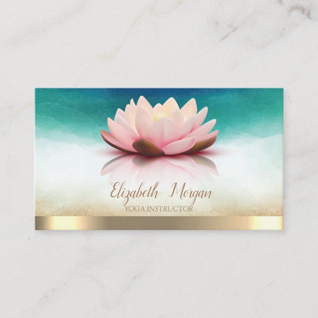 Carte De Visite Instructrice de yoga élégante Lotus (Devant)