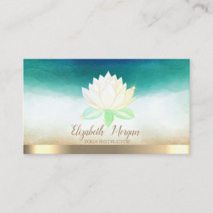 Carte De Visite Instructrice de yoga élégante Lotus Aquarelle