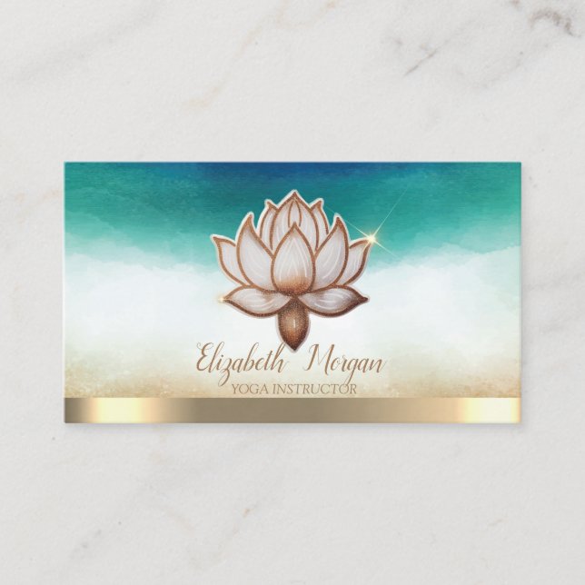 Carte De Visite Instructrice de yoga élégante Lotus marron  (Devant)