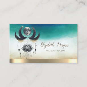 Carte De Visite Instructrice de yoga élégante Lotus Moons