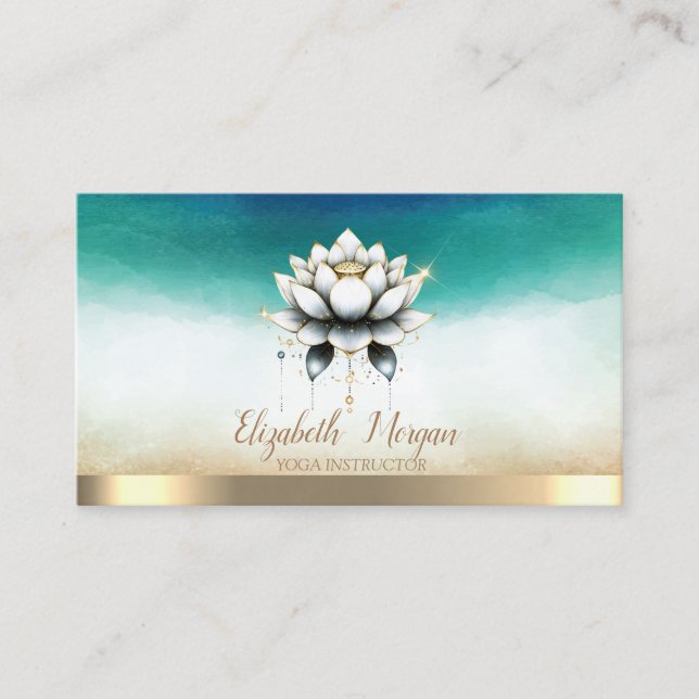 Carte De Visite Instructrice de yoga élégante Lotus stylé  (Devant)
