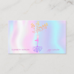 Carte De Visite Instructrice de yoga en silhouette d'arbre hologra