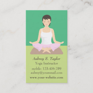 Carte De Visite Instructrice de yoga féminine de médiation verte r