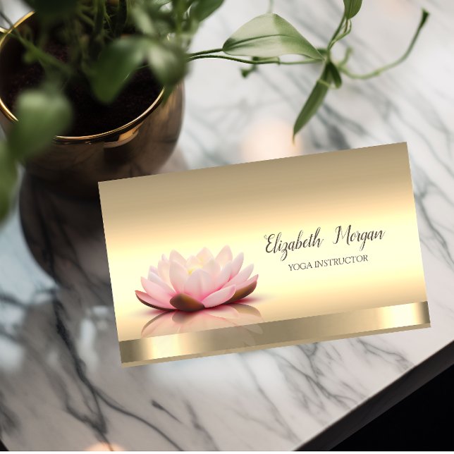 Carte De Visite Instructrice de Yoga Fleur de Lotus Or (Créateur téléchargé)