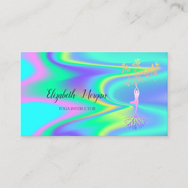 Carte De Visite Instructrice de Yoga Holographique, Silhouette de  (Devant)