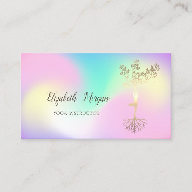 Carte De Visite Instructrice de Yoga Holographique, Silhouette de  (Devant)