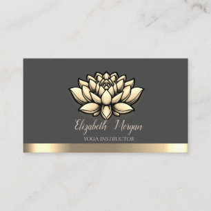Carte De Visite Instructrice de yoga Lotus Gold Stripe