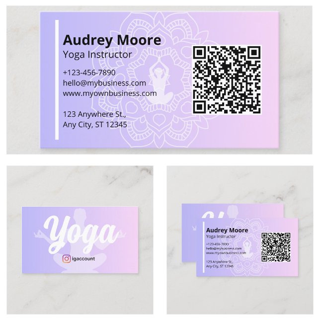 Carte De Visite Instructrice de yoga Mandala (Yoga Instructor Mandala Business Card
)