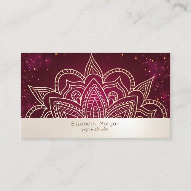 Carte De Visite Instructrice de yoga mandala élégante et professio (Devant)