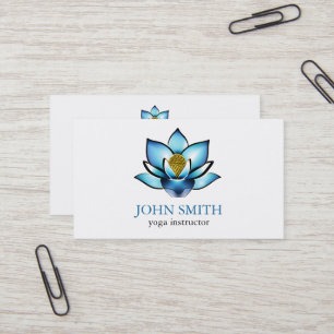 Carte De Visite Instructrice de yoga moderne minimaliste blanc ble