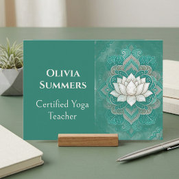 Carte De Visite Instructrice de yoga Reiki Lotus sacré sarcelle mi