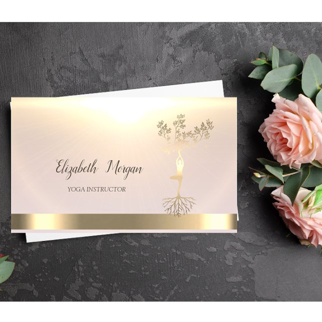 Carte De Visite Instructrice de Yoga Silhouette pour femmes Gold T (Créateur téléchargé)