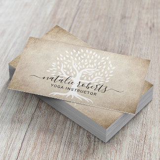 Carte De Visite Instructrice de Yoga Spa Vintage Tree Wellness