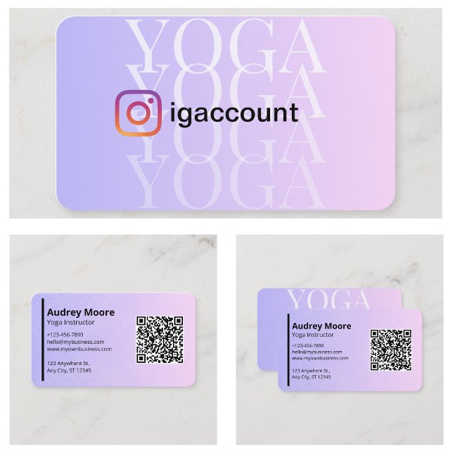 Carte De Visite Instructrice de yoga Studio de yoga code QR (Yoga Instructor Yoga Studio QR code Business Card
)
