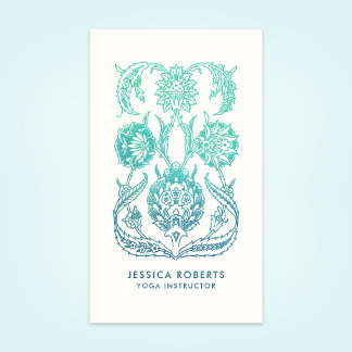 Carte De Visite Instructrice de yoga verte bohème
