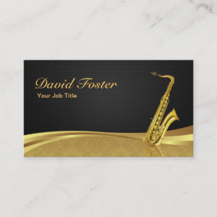 Carte De Visite Instrument en laiton saxophone Elegant Gold Damask