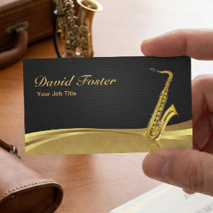 Carte De Visite Instrument en laiton saxophone Elegant Gold Damask