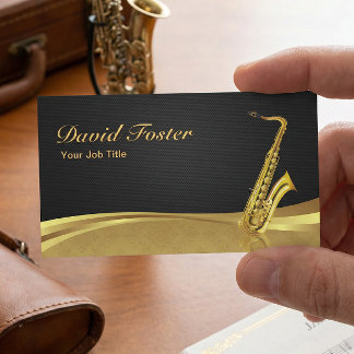 Carte De Visite Instrument en laiton saxophone Elegant Gold Damask