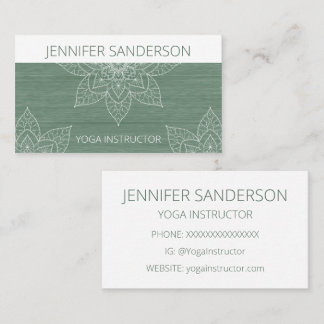 Carte De Visite Instucteur moderne Boho Green Mandala Yoga