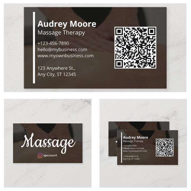 Carte De Visite Intégration de code QR pour la thérapie de massage (Massage Therapy QR Code Integration Business Card
)