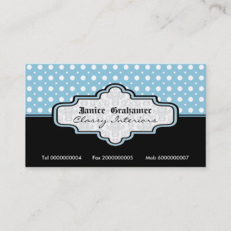 Carte de visite intérieur à pois bleu noir