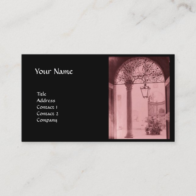 Carte De Visite INTÉRIEUR ARCHITECTURAL AVEC PORTE EN FER Rose (Devant)