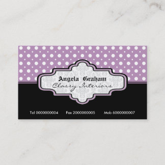Carte De Visite Intérieur en pois blanc violet noir