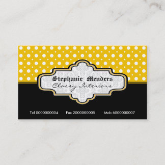 Carte De Visite Intérieurs en pois blanc jaune noir