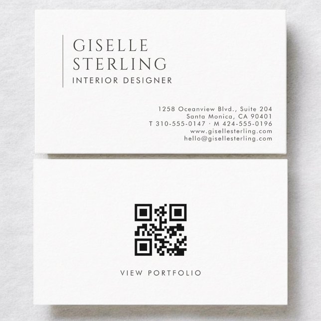 Carte De Visite Interior Designer Modern Professional QR Code (Créateur téléchargé)