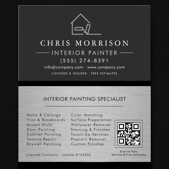 Carte De Visite Interior Painting QR Code Professional (Créateur téléchargé)