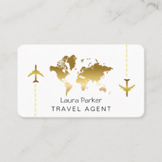 Carte De Visite International Travel Agent World Map Gold Parties