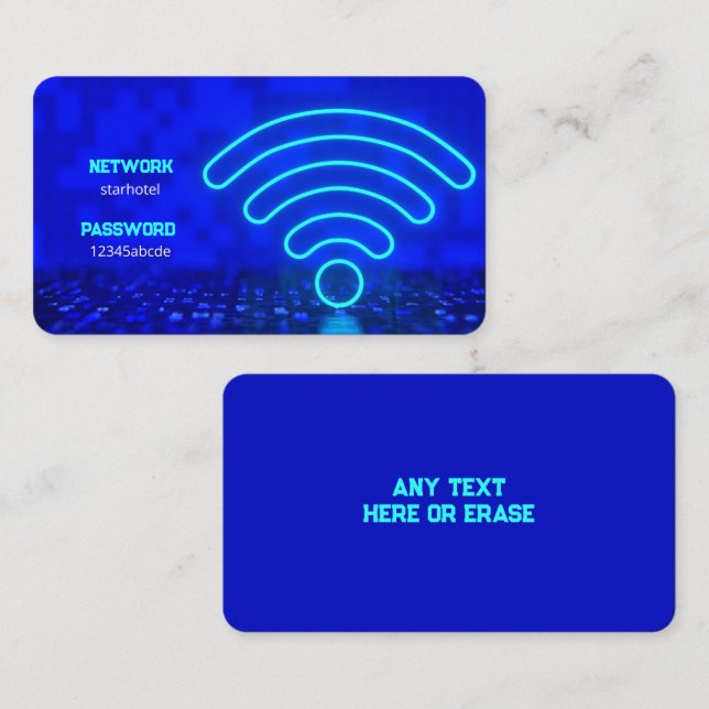 Carte De Visite Internet Wifi et Mot de passe Invité (Devant / Derrière)