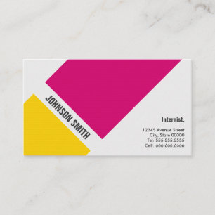 Carte De Visite Interniste - Simple rose jaune