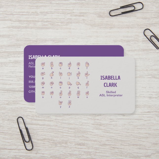 Carte De Visite Interprète ASL (Devant/Arrière en situation)