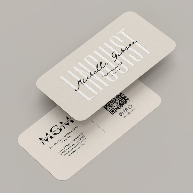 Carte De Visite Interprète Linguiste Professionnel Traducteur Sabl (Professional Linguist Interpreter Translator Sand Business Card
)