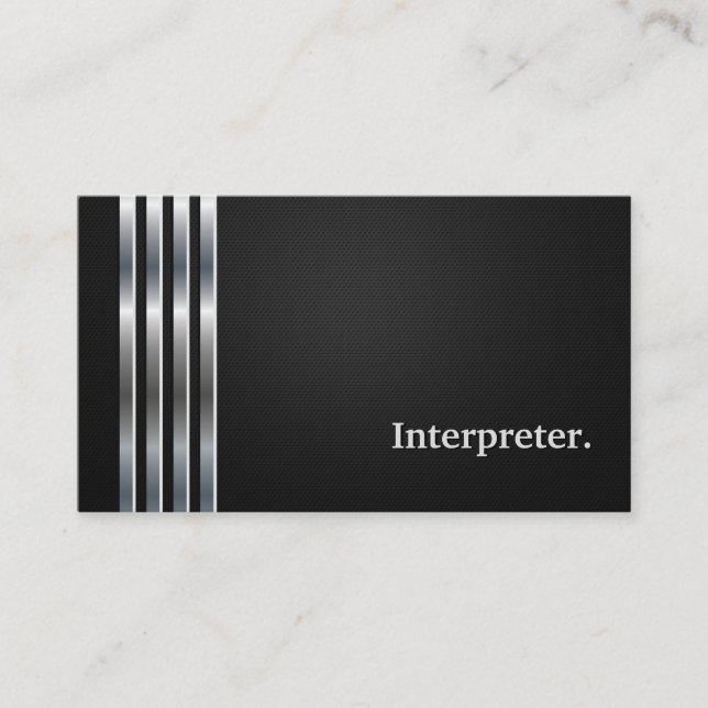 Carte De Visite Interprète professionnel Noir Argent (Devant)