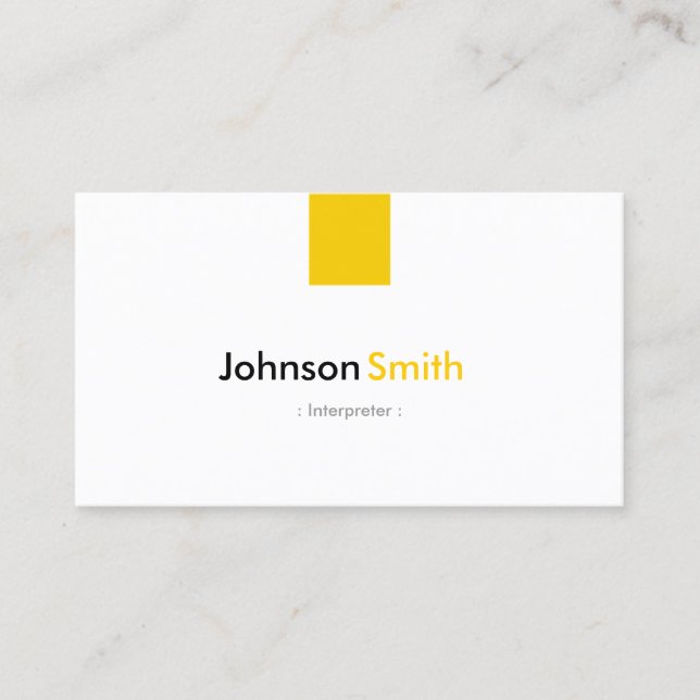 Carte De Visite Interprète - Simple jaune ambre (Devant)