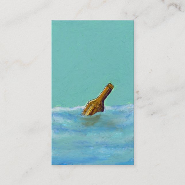 Carte De Visite Intitulé : Message - dessin de bouteille à la mer  (Devant)