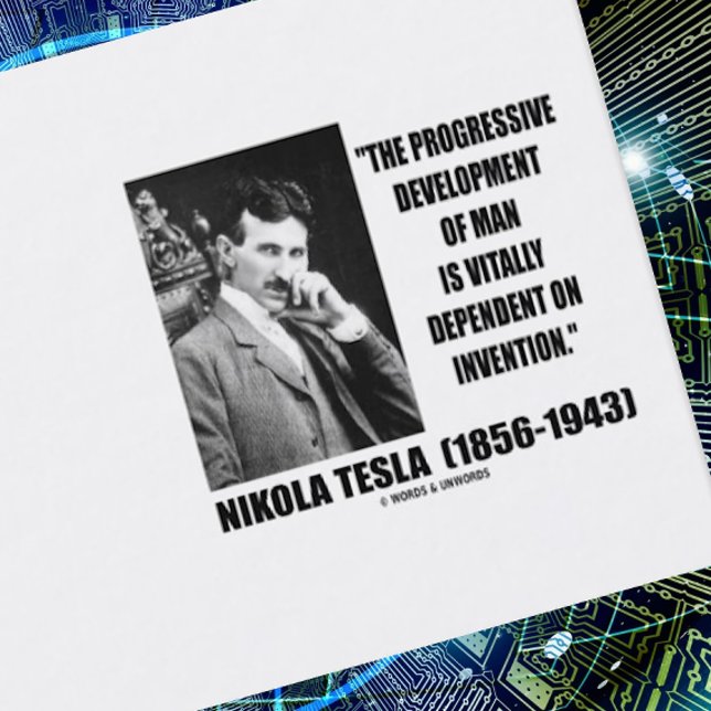 Carte De Visite Invention progressive d'homme de développement de (Business card for any electrical engineer, technologist, or inventor featuring Nikola Tesla quote)