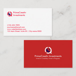 Carte De Visite Investissements PrimeCreativ Modernes et Corporati