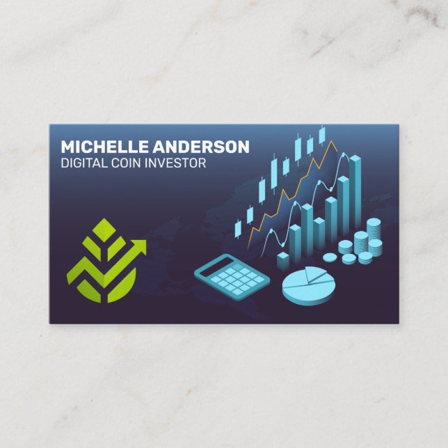 Carte De Visite Investisseur | Ai Fintech | Graphique boursier (Devant)
