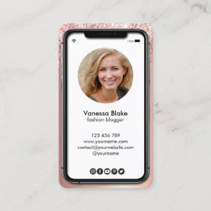 Carte De Visite Iphone cellulaire Instagram blogueur rose goutte-à