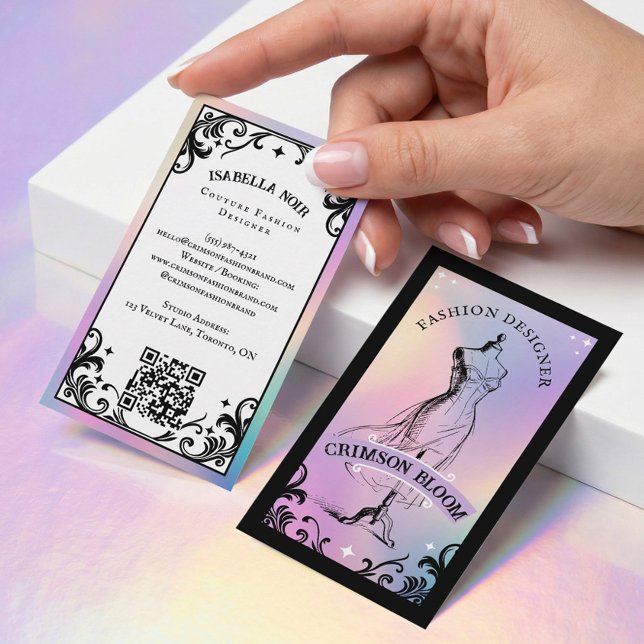 Carte De Visite Iridescent Holographic Beauty Couture Fashion  (Iridescent Holographic Beauty Couture Fashion Business Card)