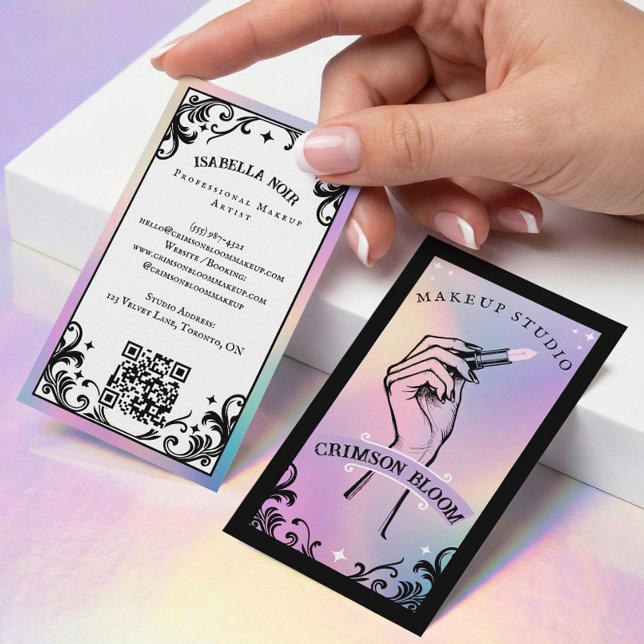 Carte De Visite Iridescent holographic Beauty Makeup Artist Luxury (Iridescent holographic Beauty Makeup Artist Luxury Business Card)