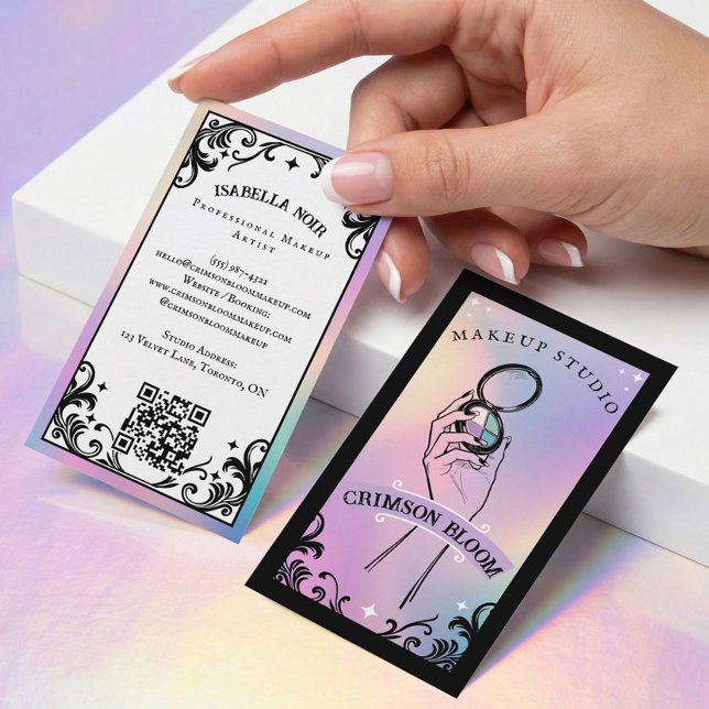 Carte De Visite Iridescent holographic Beauty Makeup Artist Luxury (Iridescent holographic Beauty Makeup Artist Luxury Business Card)